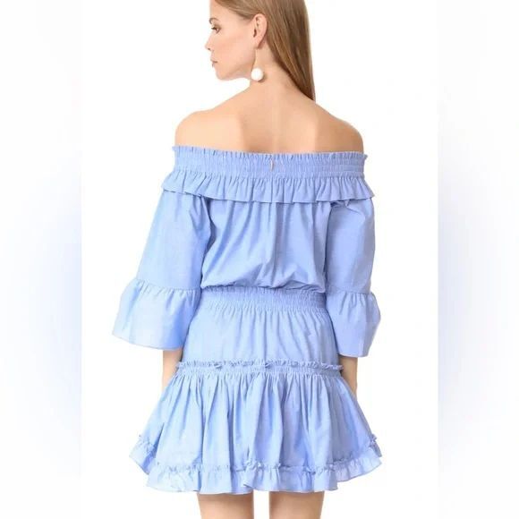 Anthropologie Misa Womens Dress Blue Masha Mini Off Shoulder Tiered Boho Small - Picture 3 of 13